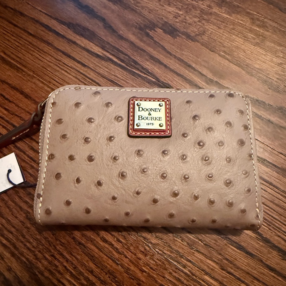 Dooney & Bourke Ostrich-Embossed Brown Wallet NET